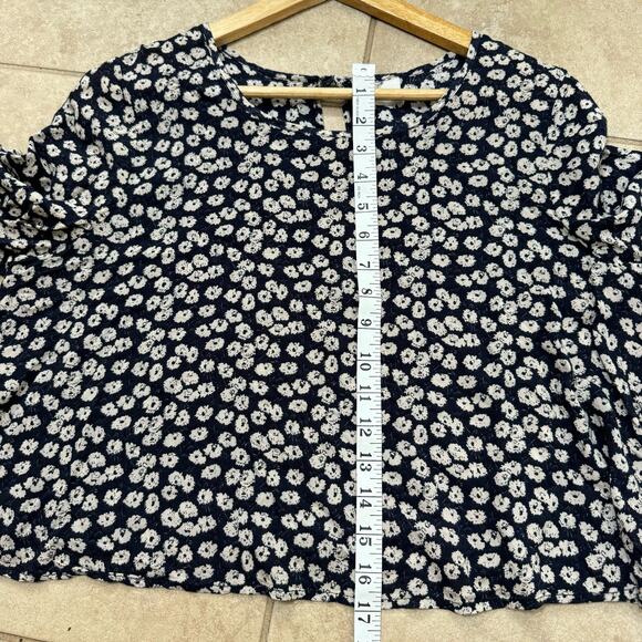 Anthropology Pins & Needles Floral Top Womens Black Flowy Boho Coquette Pretty - Picture 7 of 9